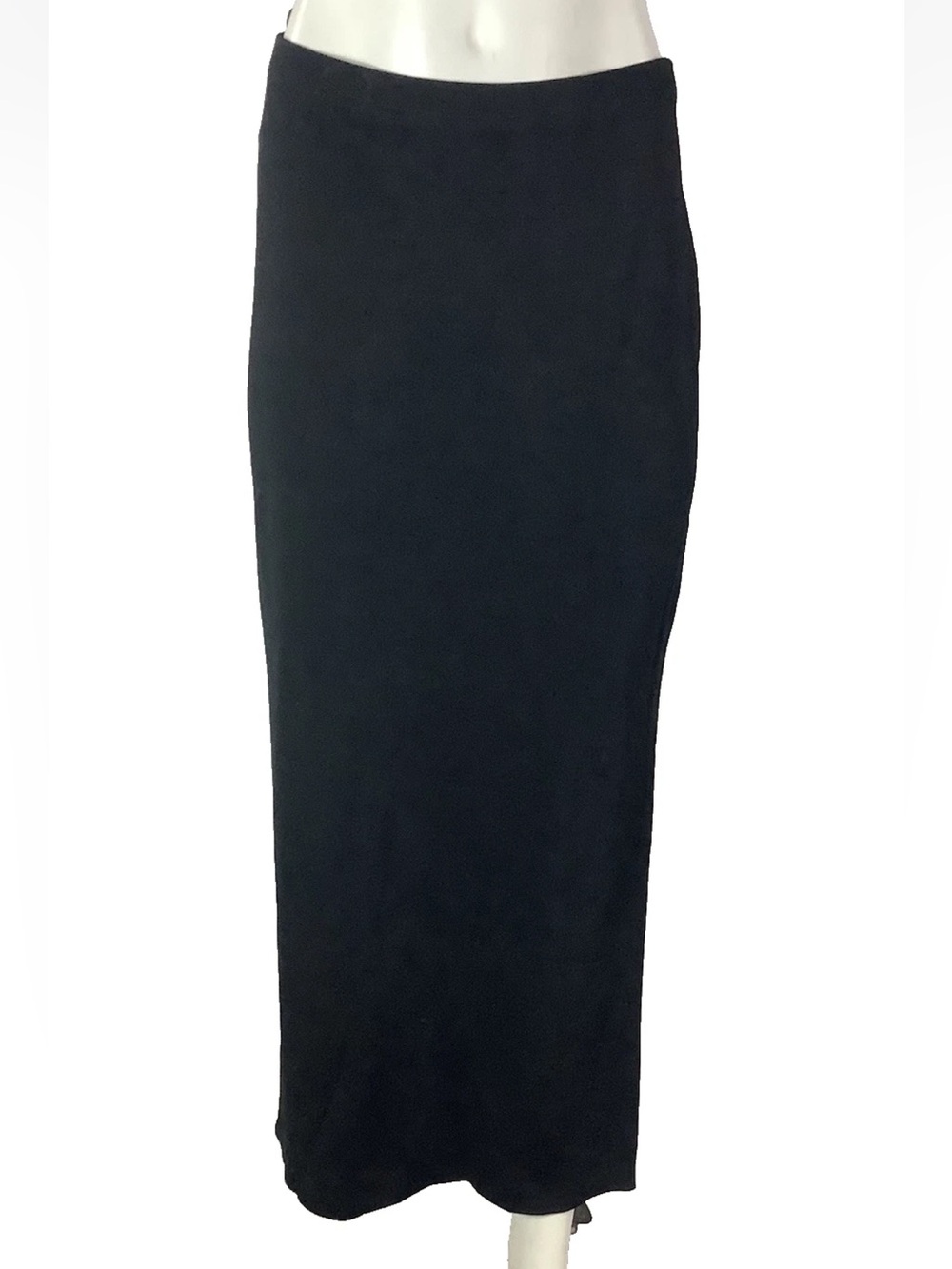 Vintage Y2K Cache Sz L Pullon Maxi Slinky Side Slit Elastic Waist Skirt Black